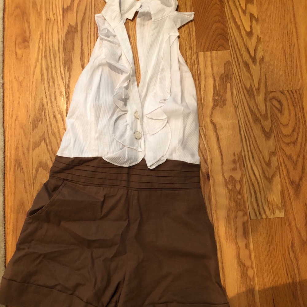 Ruffle neck romper